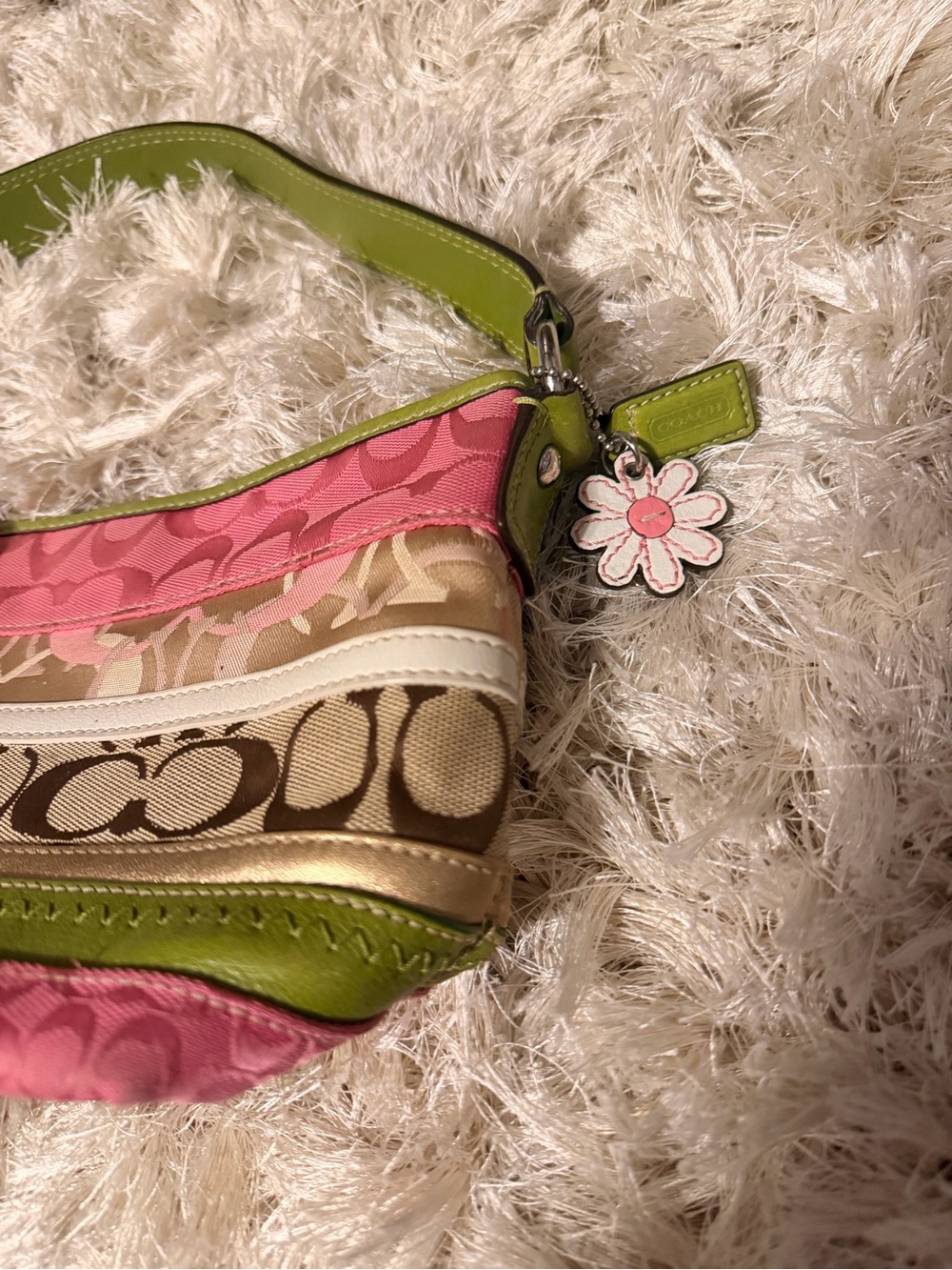 Vintage Coach Bleecker Mini Patchwork Shoulder Bag w Daisy Charm Rare